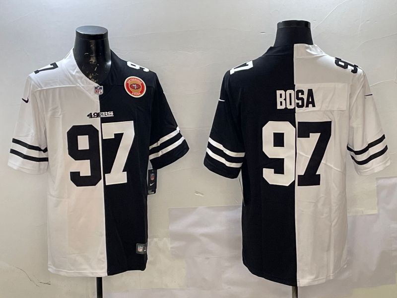 Men San Francisco 49ers #97 Bosa White Black Fashion 2025 Nike Limited NFL Jersey style 5->kansas city chiefs->NFL Jersey